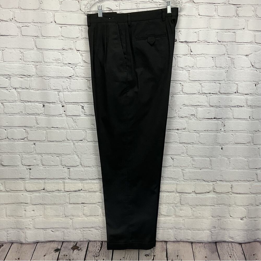 John W. Nordstrom Pants Men's Size 35x30 Black Pleated Business Casual Cuff Hem
